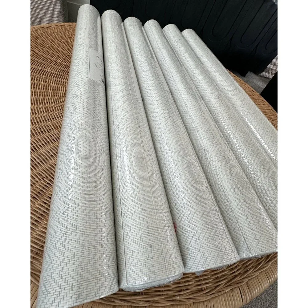 NEW Serena & Lily Chevron Paperweave Wallpaper-Sky Blue